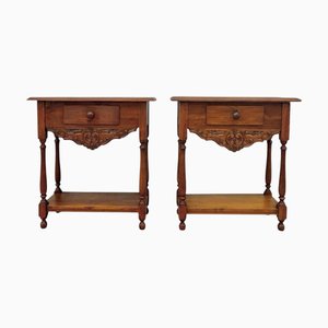 Nachttische aus Eiche mit Schubladen, 1920er, 2er Set