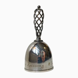 Art Deco Dinner Bell in Silver Plate by Hans Jensen, 1930s