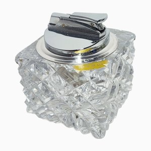 Briquet en Verre Taillé et Argent, Espagne, 1980s