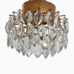 Plafonnier en Laiton et Cristal de Plomb de Schröder & Co., 1970s