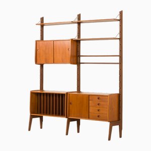 Mueble de pared independiente Ergo Scadinavian con mueble para discos de vinilo, Noruega, años 60