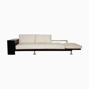 Cream and Black Leather Lounger Sofa from Draenert