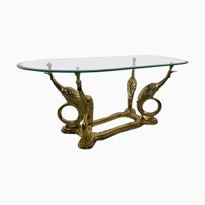 Mesa de centro Peacock de latón al estilo de Maison Charles, France, años 70