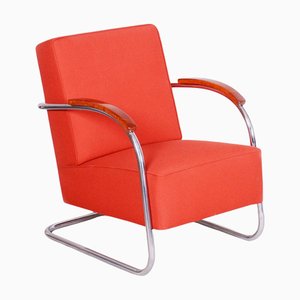 Bauhaus Armchair in Beech and Chrome attributed to Mücke Melder, Former Czechoslovakia, 1930s