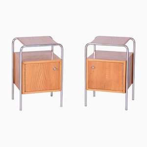 Bauhaus Chrome Bedside Tables attributed to R. Slezák, Former Czechoslovakia, 1930s, Set of 2