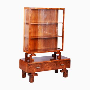 Art Deco Walnut and Glass Display Cabinet, Former Czechoslovakia, 1920s