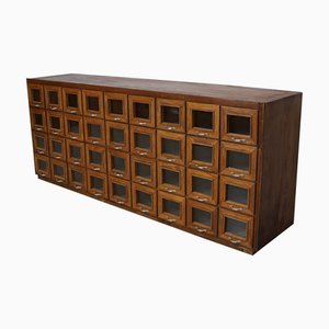 Vintage Dutch Beech Haberdashery Shop Display Cabinet, 1950s