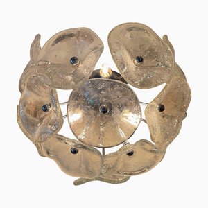 Blumen Wandlampe aus Muranoglas & Chrom, Italien, 1980er
