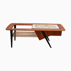 Coffee or Bar Table with Figurative Tiles Top attributed to Alfred Hendrickx for Belform, 1958