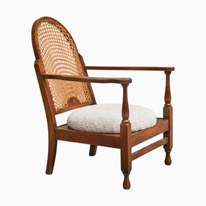 Fauteuil en Chêne, Toile et Laine de Gościcino, Pologne, 1930s