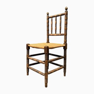 Antiker niederländischer Bobbin Chair mit Rush Sitz