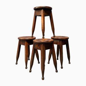 English Arts and Crafts Stools, Set of 4