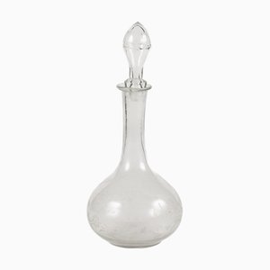 Glass Bottle Cruet with Engraved Floral Decoration, 1920s