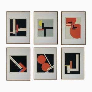 Walter Dexel, Portfolio 1, Serigraphs on Cardboard, Framed, Set of 6