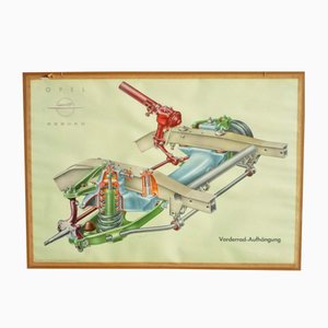 Tableau Mural d'Auto-École de la Suspension Avant de Opel, 1950s