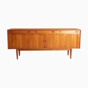 Credenza Mid-Century in teak con ante scorrevoli di Dalescraft