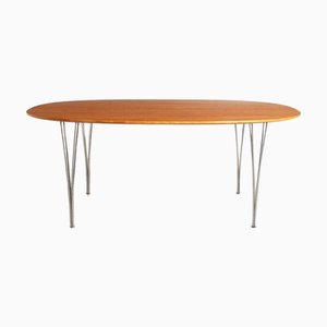 Mid-Century Danish Super Ellipse Dining Table with Cherrywood Top by Piet Hein, Bruno Mathsson and Arne Jacobsen