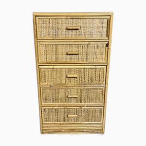 Vintage Cane and Bamboo Chest of Drawers