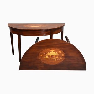 George III Mahogany Inlaid Console Tables, 1800, Set of 2