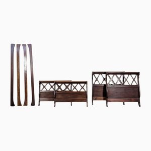 Mahogany Swan Neck Beds, Set of 2