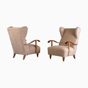 Set of Italian Modern Wing Chairs by Melchiorre Bega, 1940s