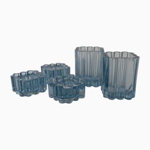 Vidrio Arcade danés de Christel Holmgren-Exner para Holmegaard, años 60. Juego de 5