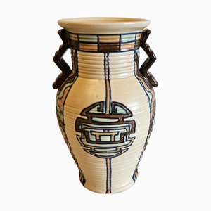 Art Deco Vase mit Röhrenauskleidung von Edith Gater für Royal Caulron, 1930