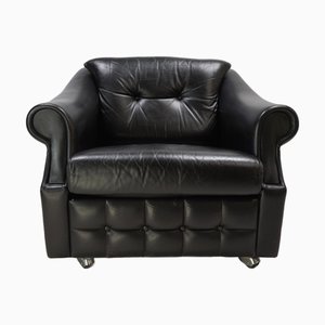 French Art Deco Style Leather Armchair, 1960s