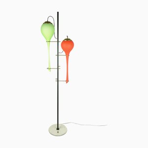 Lampada da terra in metallo nero e ottone di Stilnovo, anni '50