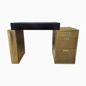 Brass and Wood Desk, 1980s
