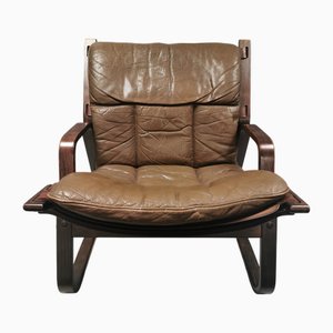 Bentwood and Buffalo Leather Lounge Chair by Giske Carlsen for Kleppe Møbelfabrik, Norway, 1970s