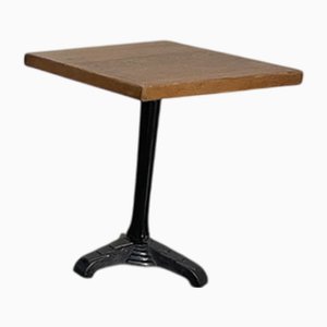 Mesa de brasserie Art Déco vintage de hierro fundido y madera, años 20