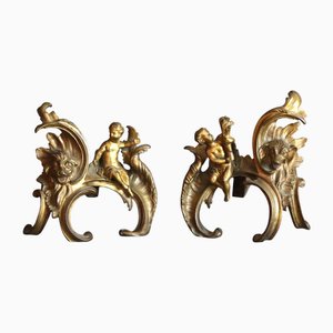 Morillos de bronce dorado. Juego de 2