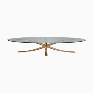 Vintage Couchtisch aus Bronzeglas von Michel Mangematin, 1960er