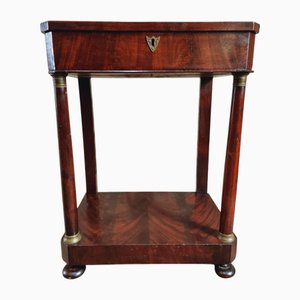 Antique Empire Sewing Table in Mahogany Veneer, 1830
