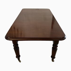 Tavolo da pranzo antico vittoriano allungabile in mogano figurato, 1850