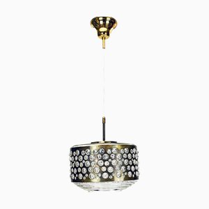 Large Pendant Lamp with Brass and Glass by Rupert Nikoll, 1950s