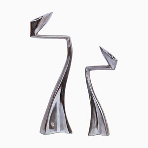 Candelabros brutalistas de Matthew Hilton, años 80. Juego de 2