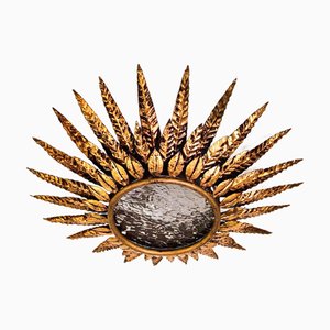 Large Brutalist Sun Style Ceiling Lamp from Ferroarte, 1960s