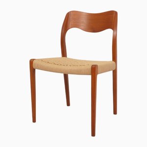 Papercord & Teak Model 71 Dining Chair by Niels Otto Møller for J.L. Møllers, 1960s