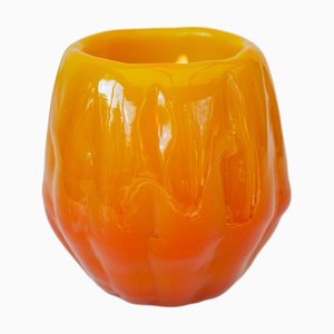 Brutaler Mid-Century Kerzenhalter aus Glas von Göte Augustsson Ruda Glasbruk, 1970er