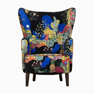 Vintage Lounge Chair in Print by Josef Frank
