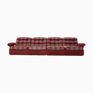 Modular Red Checkered Sofa, 1970s, Set of 4