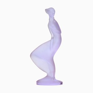 Art Deco Bohemian Glass Lady in the Wind Sculpture by Curt Schlevogt, 1937