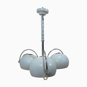 Lampada a sospensione allungabile in acciaio cromato di Goffredo Reggiani, anni '50