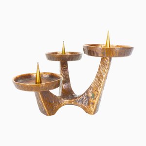 Vintage Brutalist Bronze Candlestick, 1960s