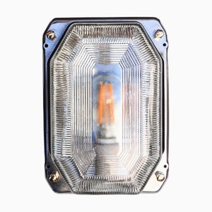 Wall Lamp in Octagonal Glass and Polished Cast Aluminum, 1960s