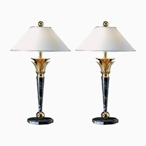 Banci Tischlampen aus Messing & Marmor, 1970, 2er Set