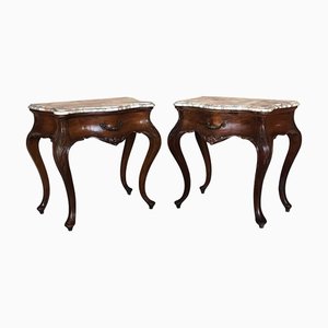 Comodini grandi con cassetti e gambe cabriole, Francia, inizio XX secolo, set di 2