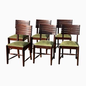 Art Deco French Chairs Numbered Gaston Poisson, 1940s, Set of 6